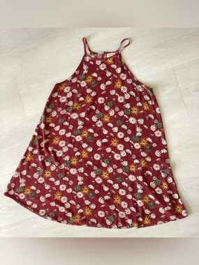 Mossimo Supply Co. XL Burgundy Floral Daisy Printed Sun Dress